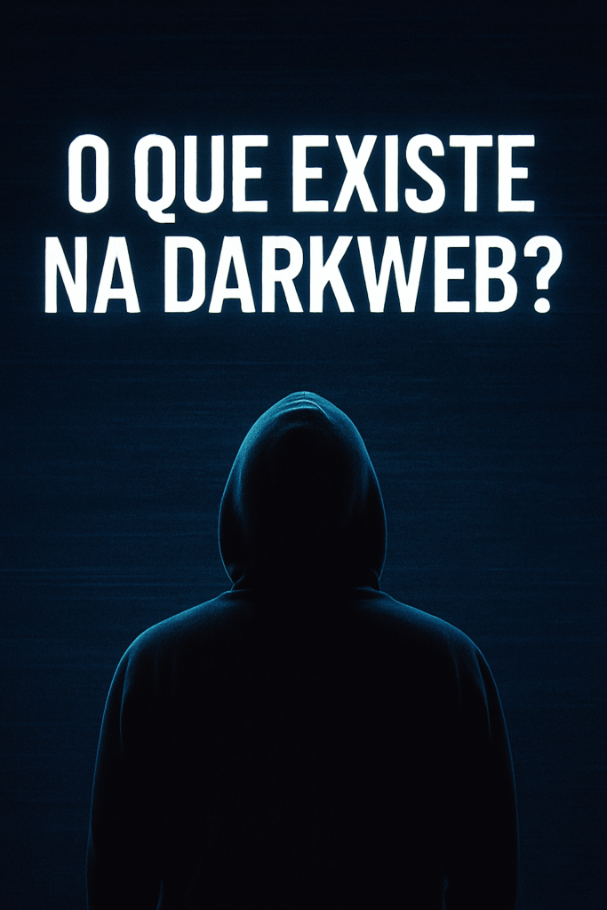 Imagem misteriosa com silhueta encapuzada observando e despertando curiosidade sobre os conteúdos ocultos da internet.